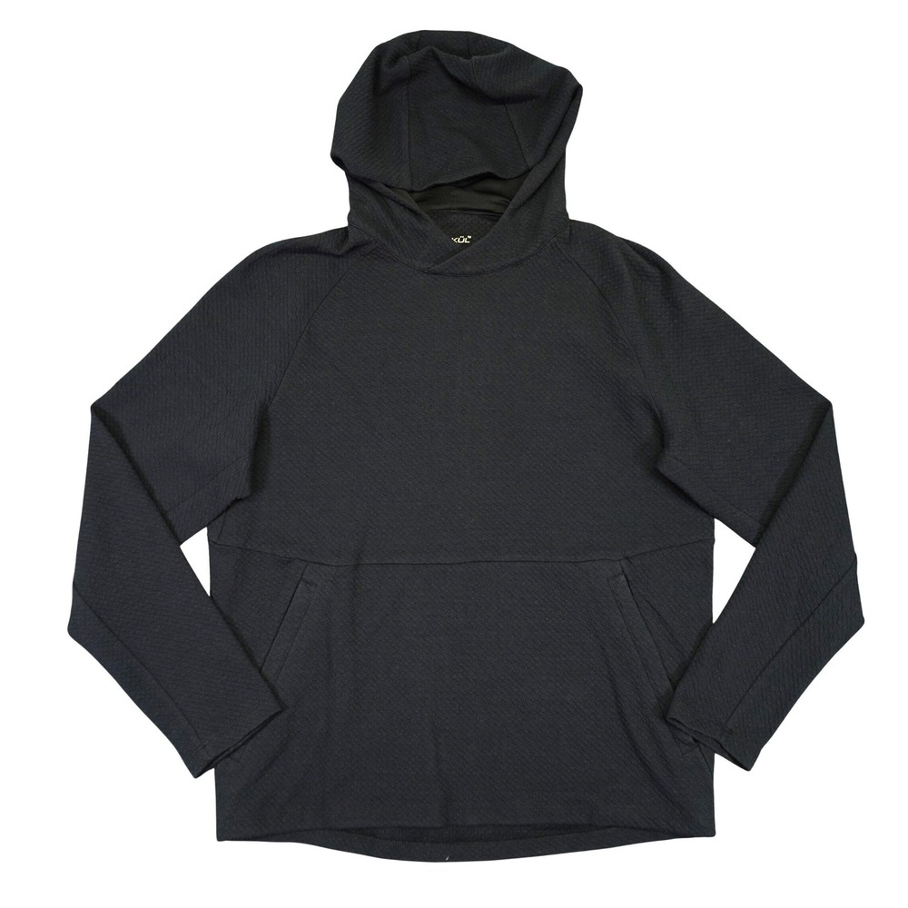 IBKUL Hoodie Popcorn Stitch Mens Medium Black Textured Performance Pullover